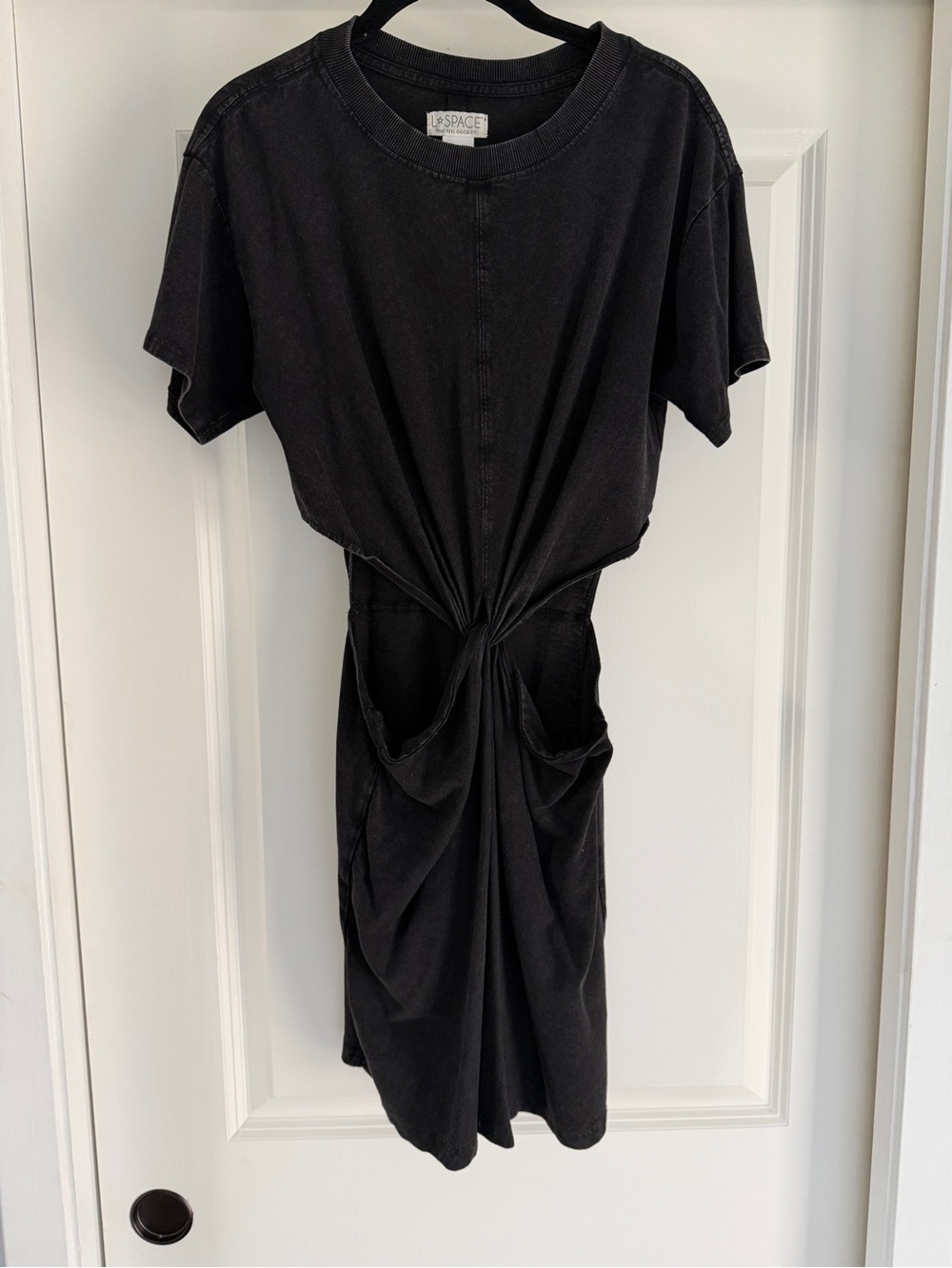l*space Black Midi Twist-Front Tee Dress